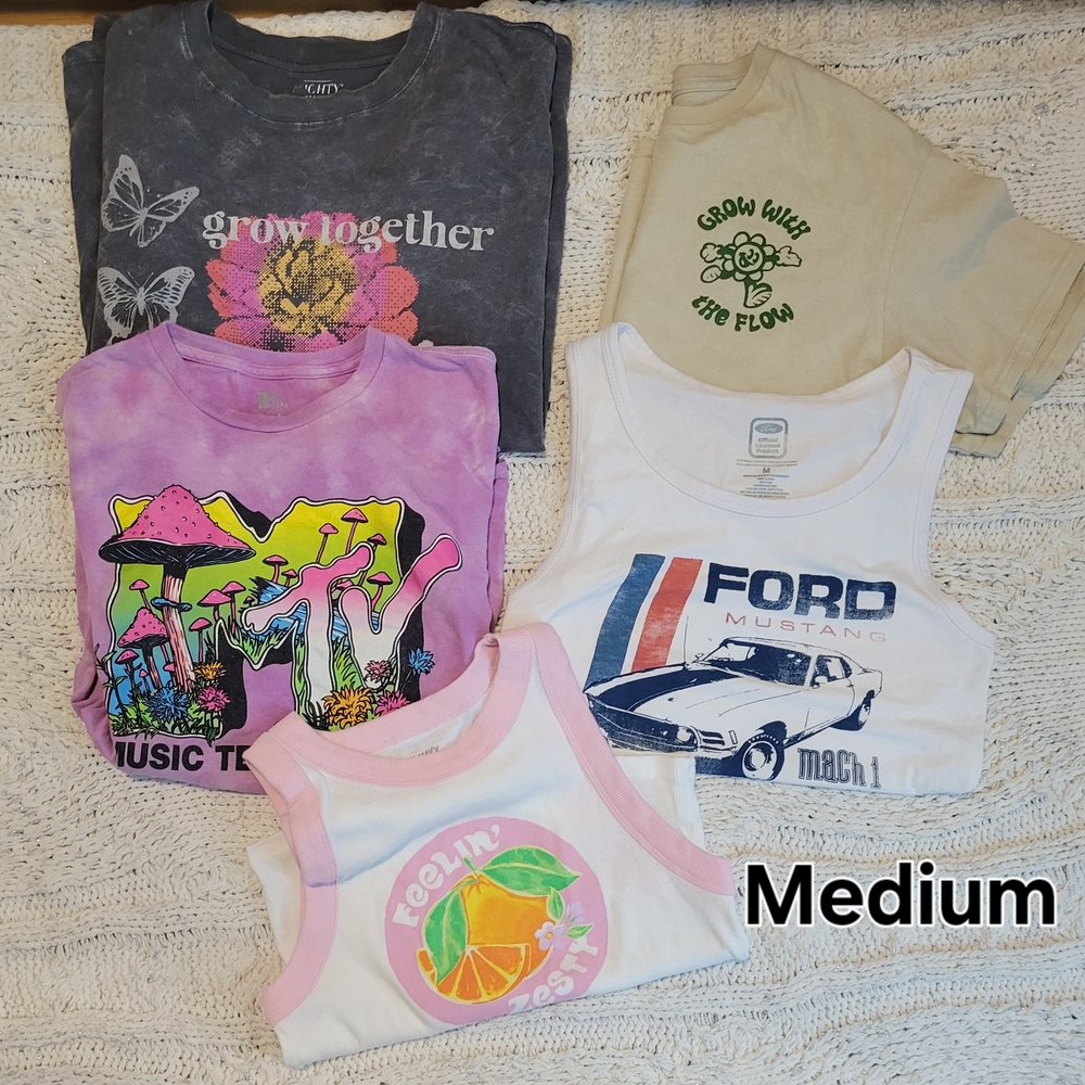 Large Lot Of Junior's Graphic Tees, Pants, Athletic Gear Assorted Pack